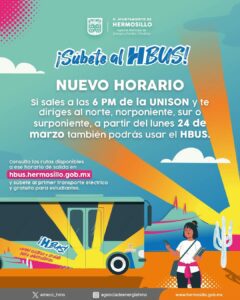 Se agregan nuevos horarios al HBus en tres rutas desde la UNISON1