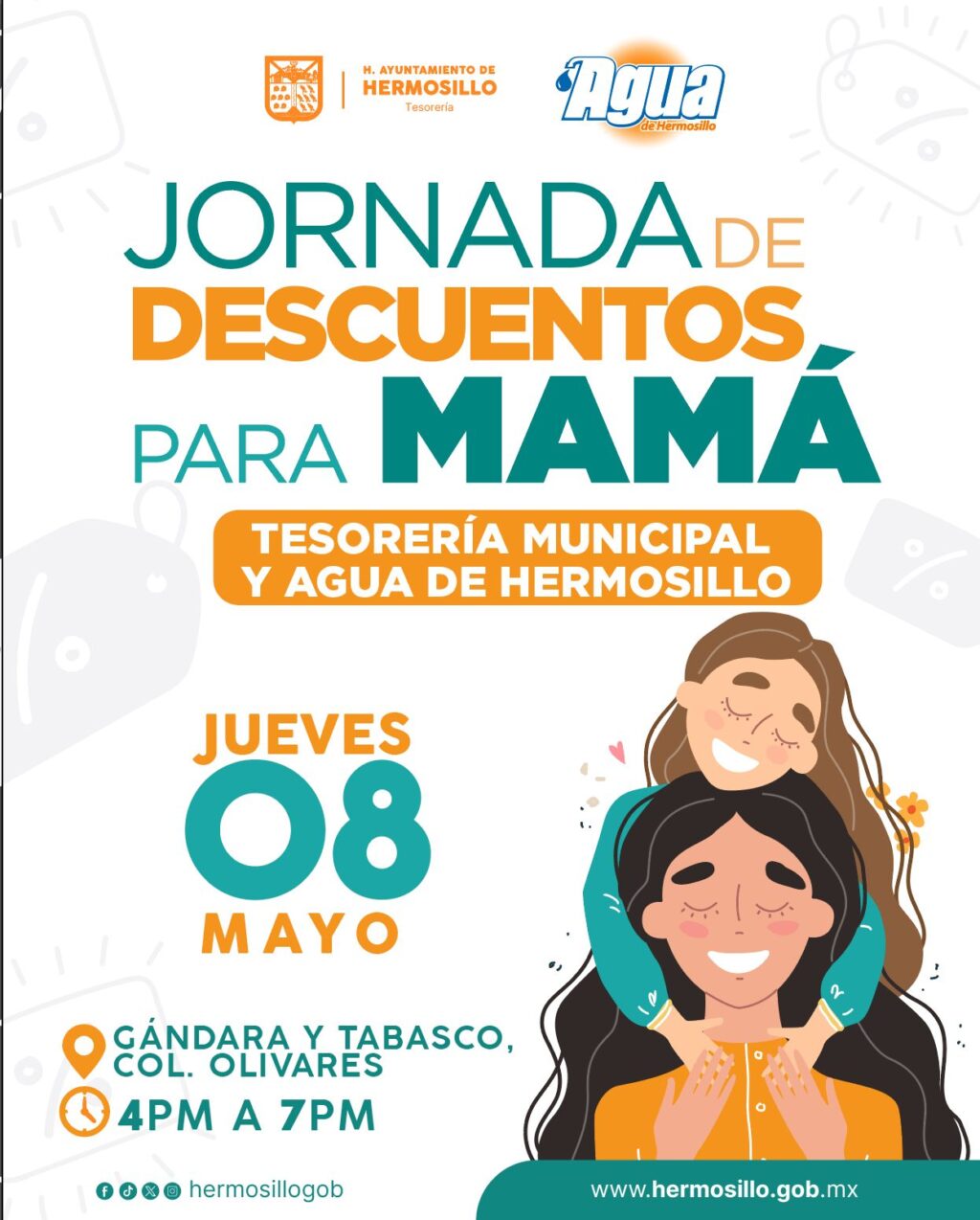 Realizarán Tesorería Municipal y Agua de Hermosillo Jornada de Descuentos para Mamá